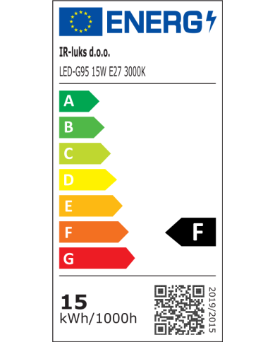 LED-G95 AC220-240V 15W E27-1300lm 3000K