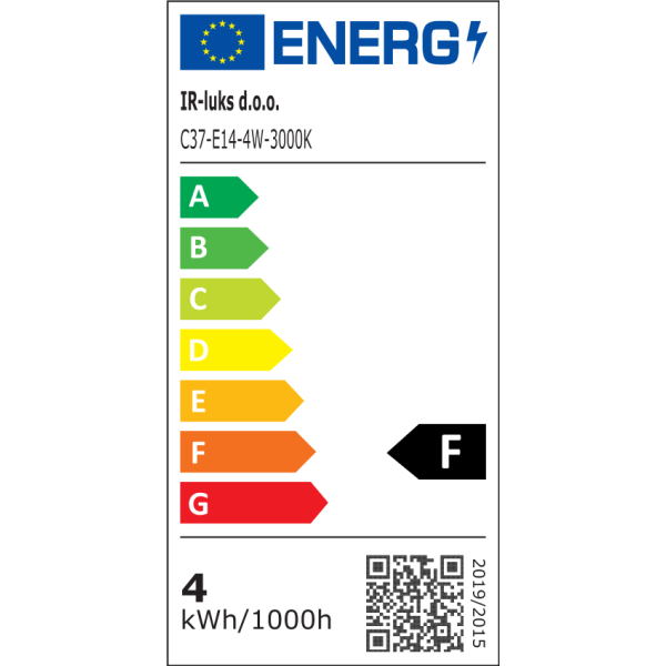 LED-C37-4W-E14-3000K 340 lm