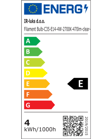 LED-Filament Bulb-C35-E14-AC220-240V-4W-2700K-470lm-clear-dim