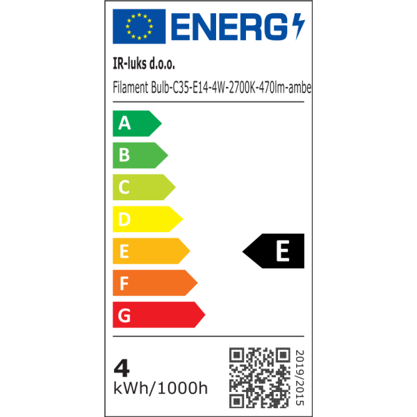 LED-Filament Bulb-C35-E14-AC220-240V-4W-2700K-470lm-amber