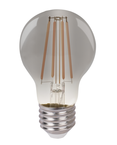 A60 E27 220-240V 6W 2700K Smoke Glass Shell, short filament